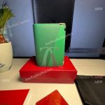 Copy Cartier Logo Crad Holder Blackish green Leather